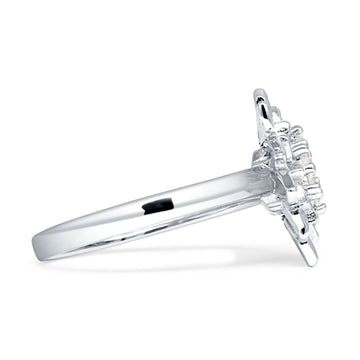 Flower Engagement Ring Cocktail Cubic Zirconia 925 Sterling Silver Wholesale